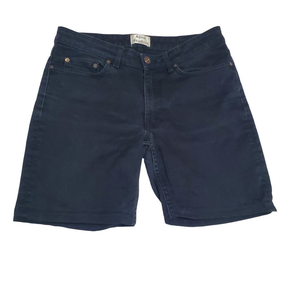 Acne Studios Row Black Denim Shorts Size 26 Made in Italy Midi Bermuda Designer